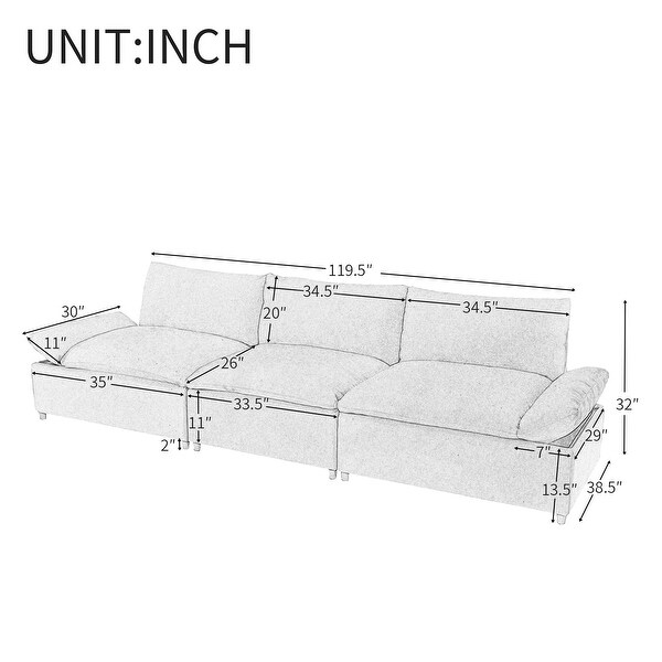 Trapezoid Settee Deep Seat Sofa with 2 Hidden Storage Compartment