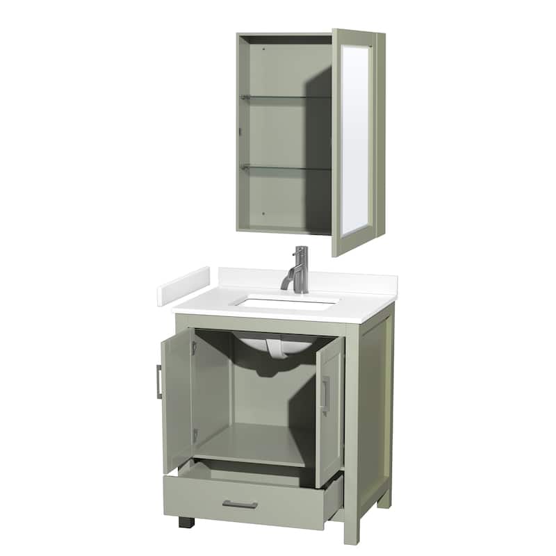 Sheffield Single Bathroom Vanity Set, Cultured Top, Medicine Cabinet