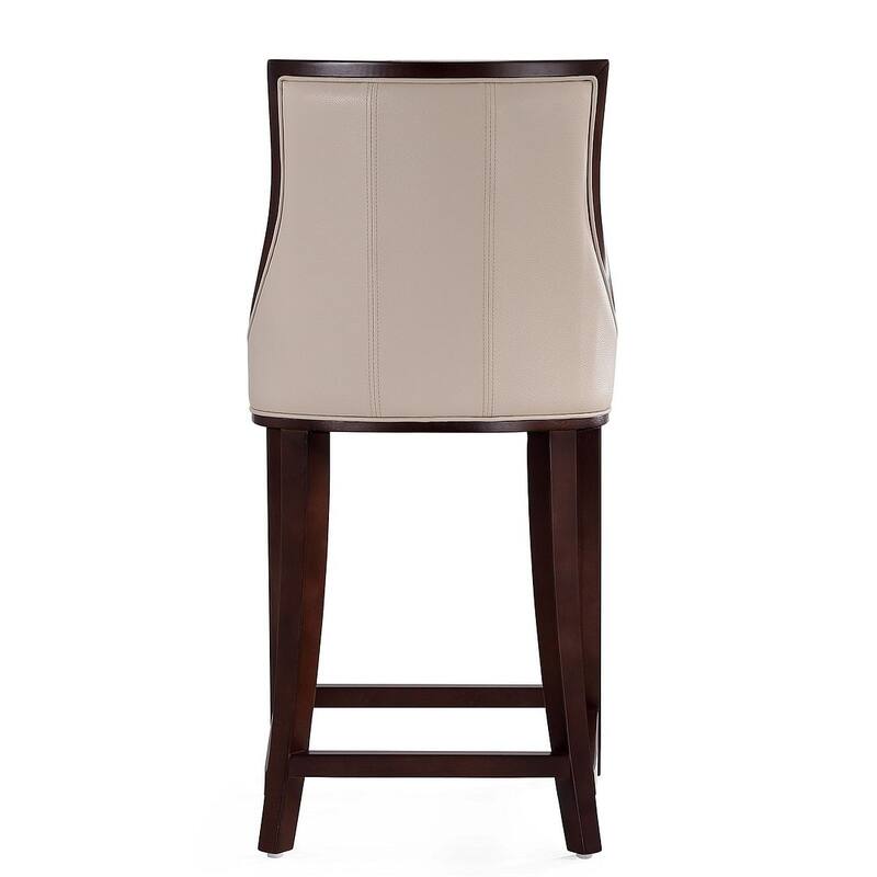 Manhattan Comfort Fifth Ave Dark Walnut Wood Counter Height Bar Stool (Set of 3)