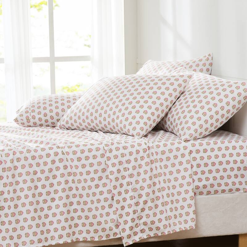 Lush Decor Prisha Floral Peach Sheet Set