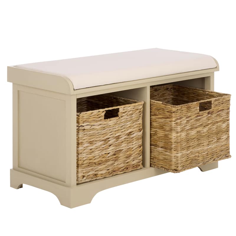 SAFAVIEH Euphemia Brown Woven Storage Basket Bench - 33.5" x 16.1" x 19.9" - 34"W x 16"D x 20"H