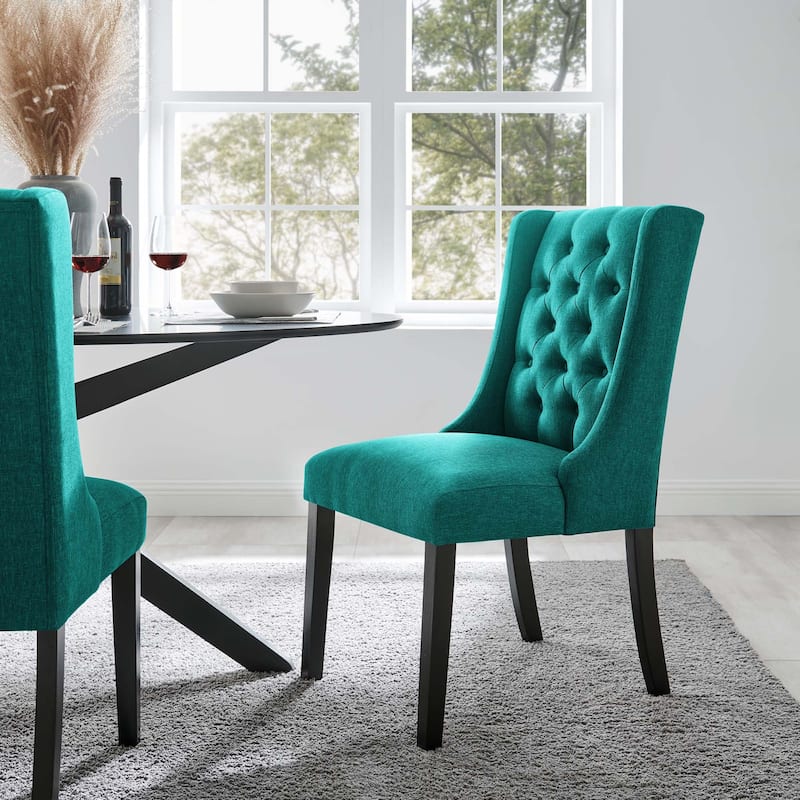 Baronet Button Tufted Fabric Dining Chair - Teal