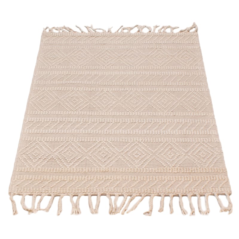 ECARPETGALLERY Braid weave Sienna Cream Wool Rug - 4'0 x 5'6
