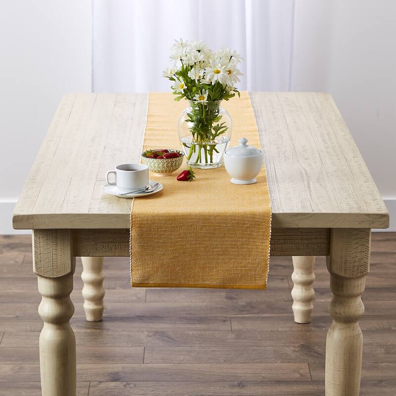 DII Black & White 2-Tone Ribbed Table Runner