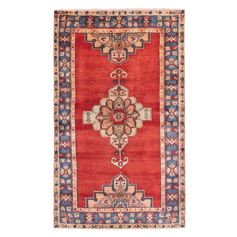 ECARPETGALLERY Hand-knotted Anatolian Vintage Red Wool Rug - 4'0 x 7'0