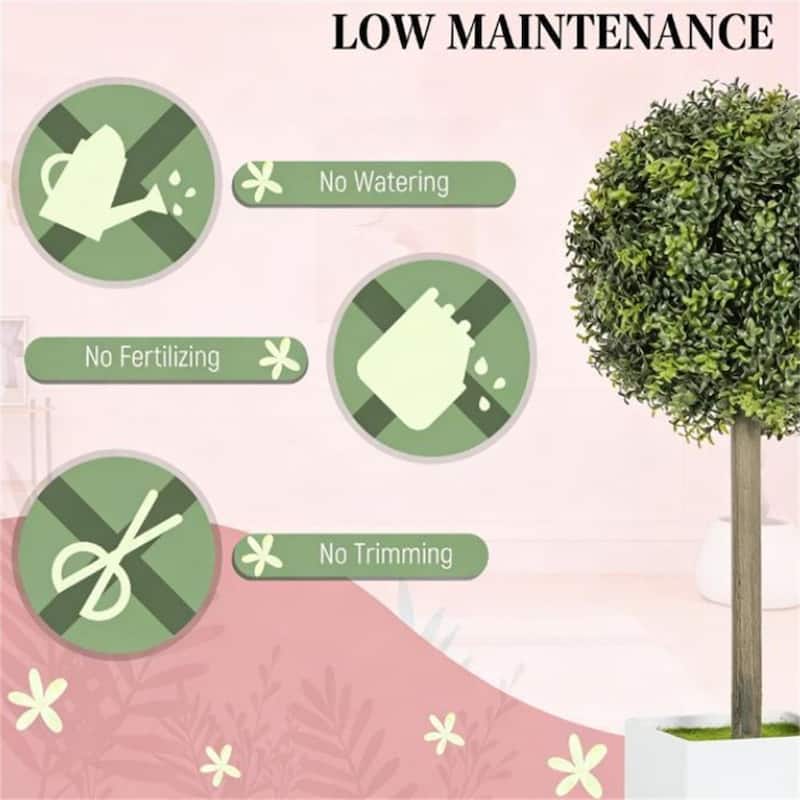 Artificial Plant set, 2 Pieces, PruninG Balls, used For home or Office decoration, Green