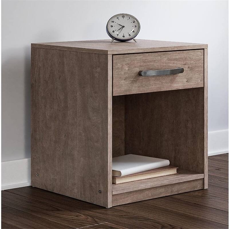 Finch Modern 1 Drawer Night Stand with Open Cubby Black - Beige