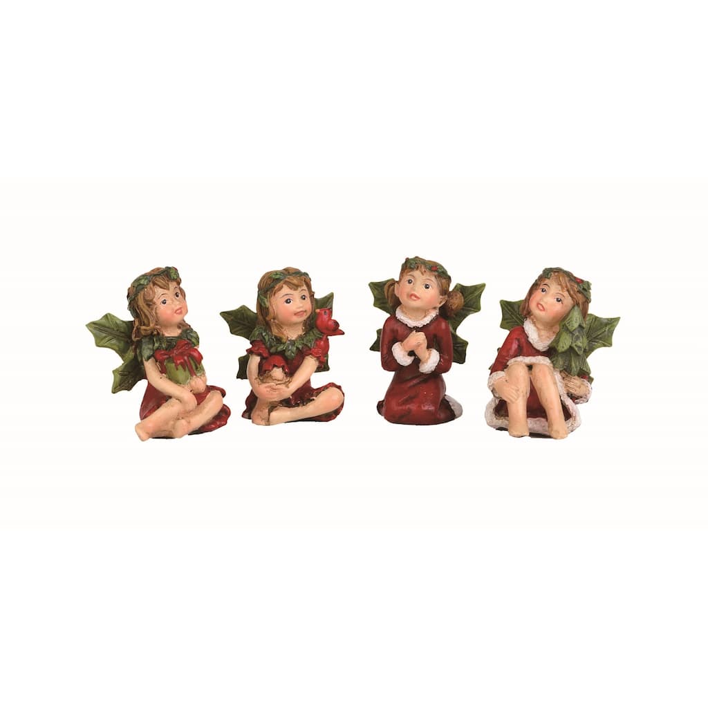 Transpac Mini Resin Christmas Fairy Set of 4 Christmas Home Decorations