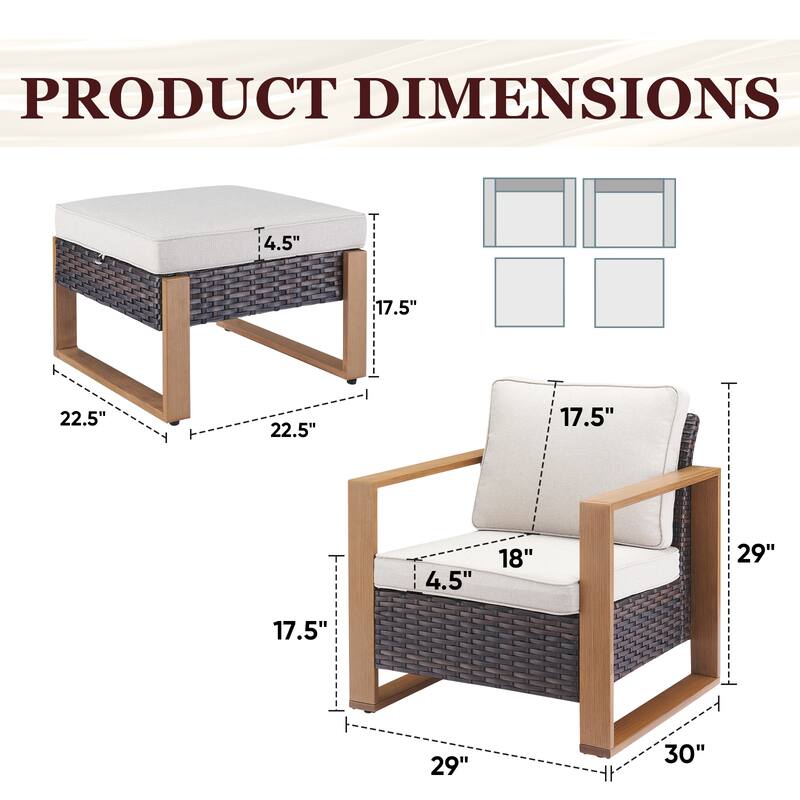 Gymojoy Outdoor Wicker Patio Furniture Chair Set