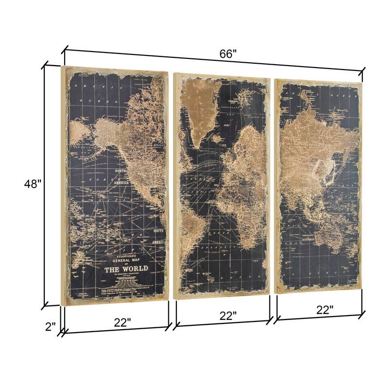 Stanford World Map Wall Decor (Pack of 3)