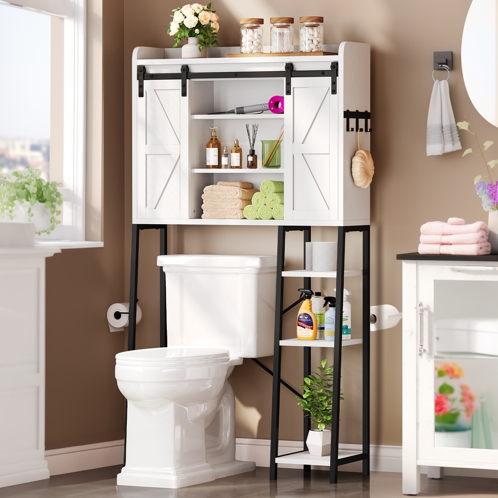 VERYKE Matte White Bathroom Storage Cabinet Organizer Bathroom Shelf  Over-The-Toilet with 3 Shelves and 2 Doors YB-W37040332 - The Home Depot