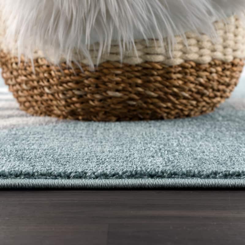 Abani Play Contemporary Blue Hot Air Balloon Indoor Area Rug