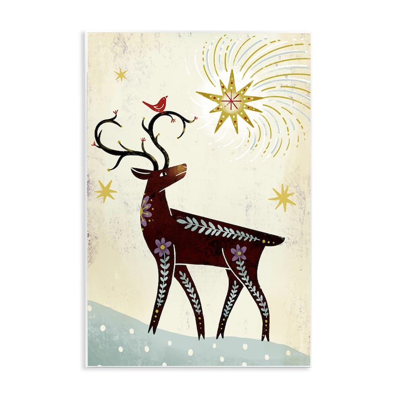 Stupell Rustic Winter Deer Wall Plaque Art Design By Hannah Moren - 10 x 15