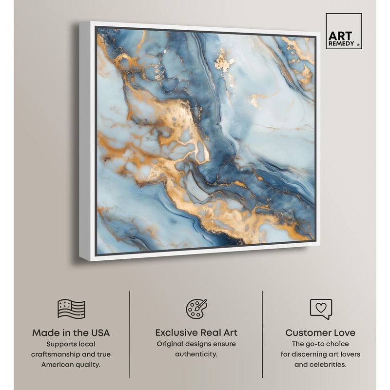 Golden Cloud Marble Canvas by Art Remedy