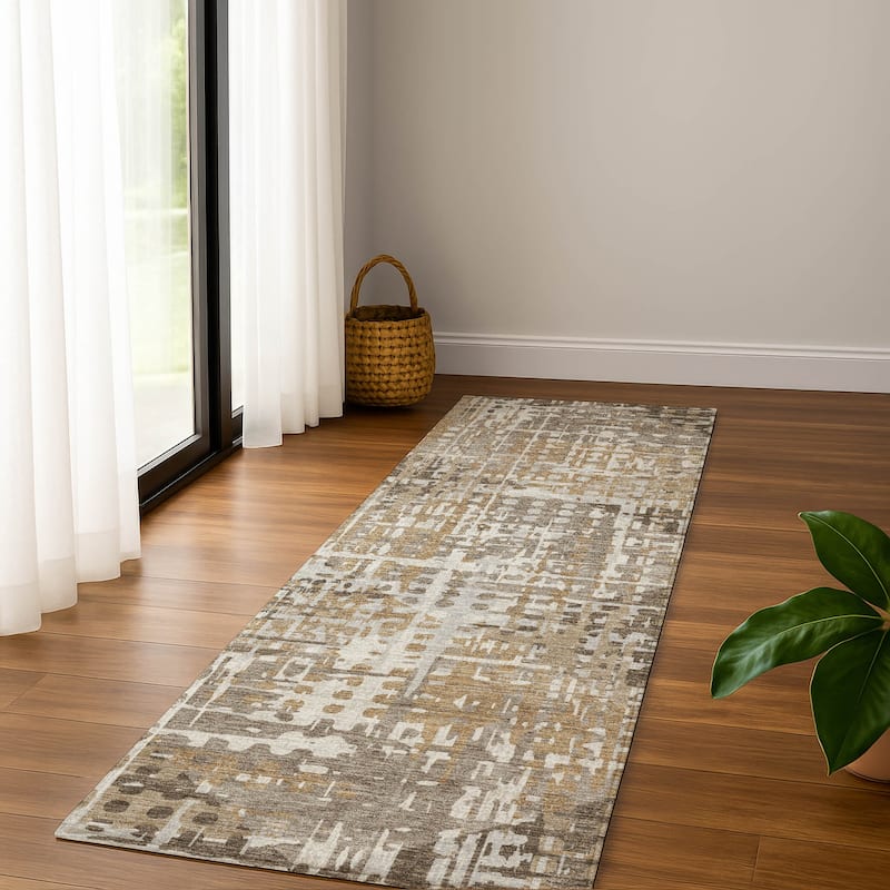 Premium Washable Super Soft Hatch Diamond Mayfield Rug - Brown - 2'3" x 7'6"