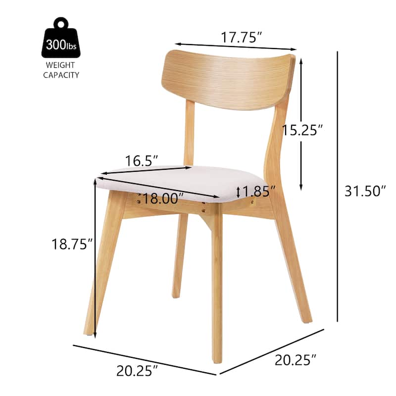 Mid-Century Dining Chairs Set of 4, Upholstered Wood Frame Chairs, Classic Armless Dining Chair