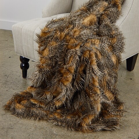 Plutus Porcupine Mocha Faux Fur Luxury Throw