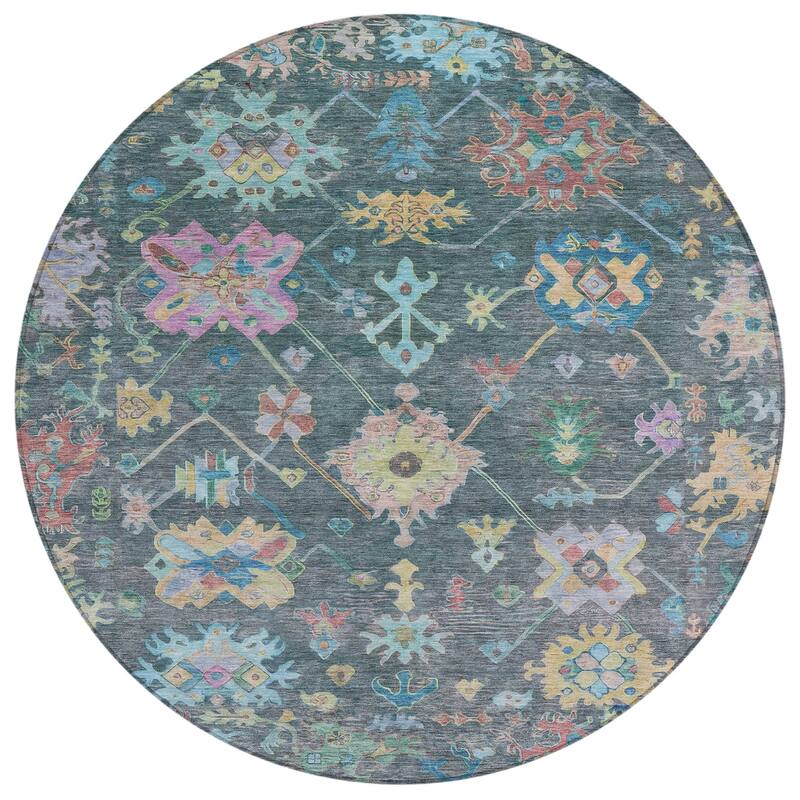 Machine Washable Indoor/ Outdoor Boho Traditional Chantille Rug