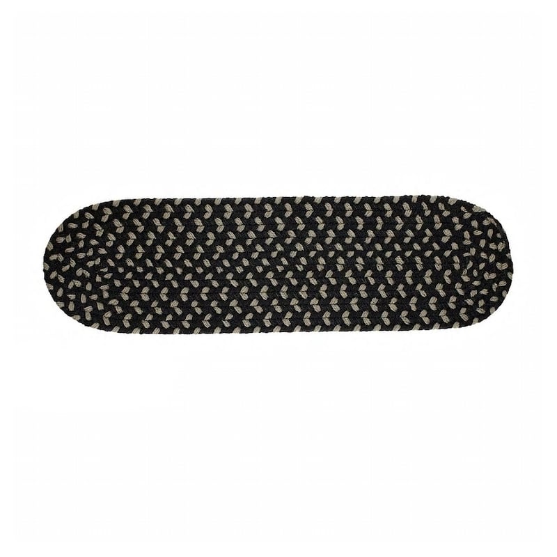 Rhody Rug Mission Hill Indoor/Outdoor Braided Area Rug - Black - 8" x 28" Oval