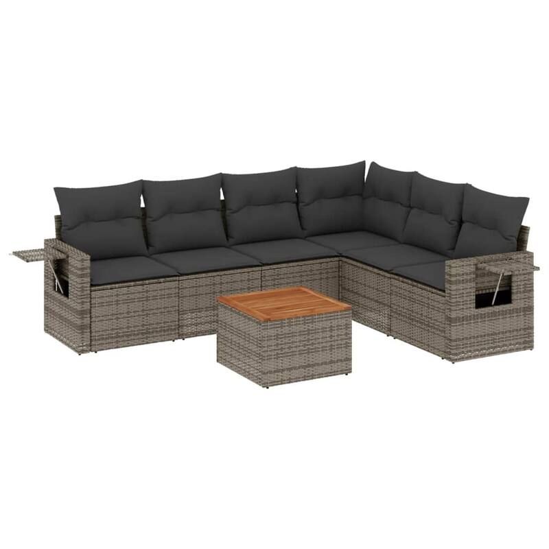 vidaXL Garden Sofa Set PE rattan Large Adjustable Armrests
