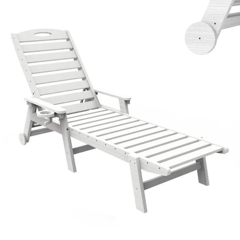 Domi Patio Lounge Chair Outdoor, HDPE Outdoor Chaise Lounge with Reclining Backrest, Pool Lounger Chair for Outside, Poolside