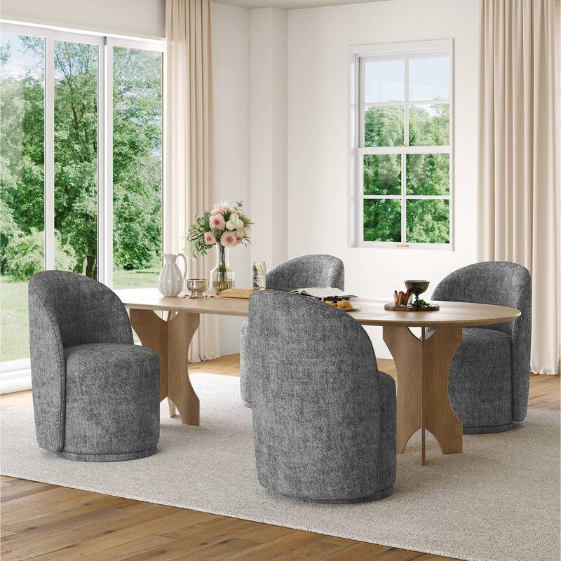 Modern Armless 360-Degree Swivel Dining Chair Barrel Chair