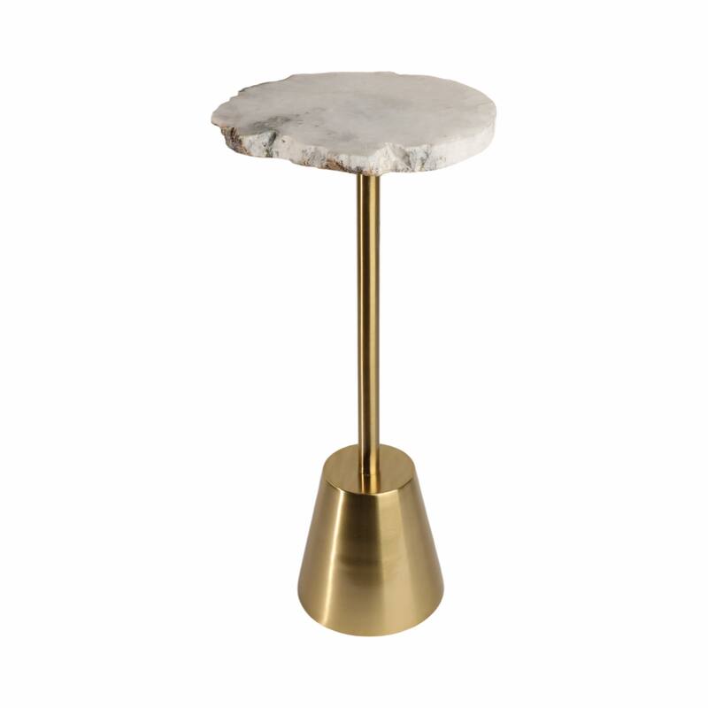 Freeform Agate Natural Edge Side Table with Metal Base