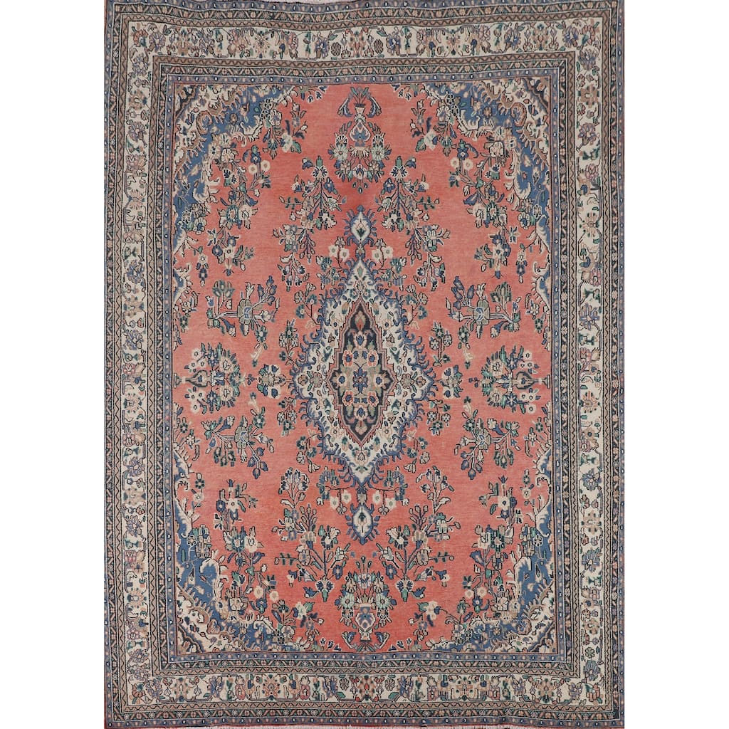 Vintage Hamedan Persian Vintage Area Rug Handmade Wool Carpet - 8'10"x 11'3"