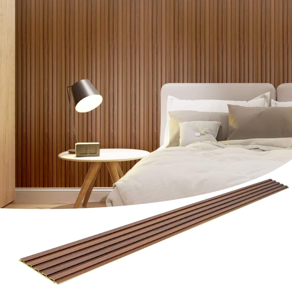 Art3d 96''X6'' Slat Wall Panels, WPC Soundproof 3D Wall Paneling for Interior Wall Decor,8 pcs - N/A