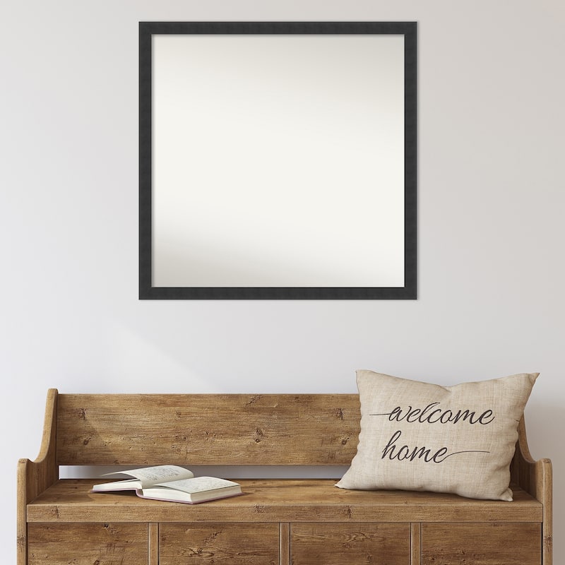 Non-Beveled Wood Bathroom Wall Mirror - Mezzanotte Frame - Mezzanotte Black