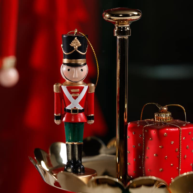 Feya Nutcracker Holiday Resin Ornaments, 6 Hanging Pieces (2 Sets of 3 Assorted)