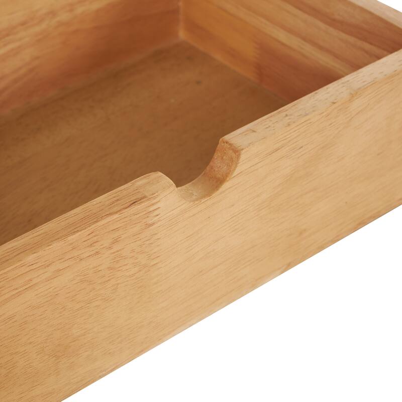 Light Brown Wood Handmade Storage Decorative Box with Seashell Tops (Set of 2) - 8"W x 12"L x 5"H