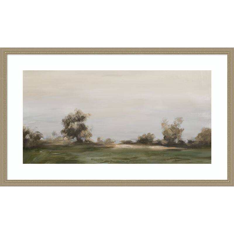 Misty Morning Landscape Scene by Luna Mavis Wood Framed Wall Art Print