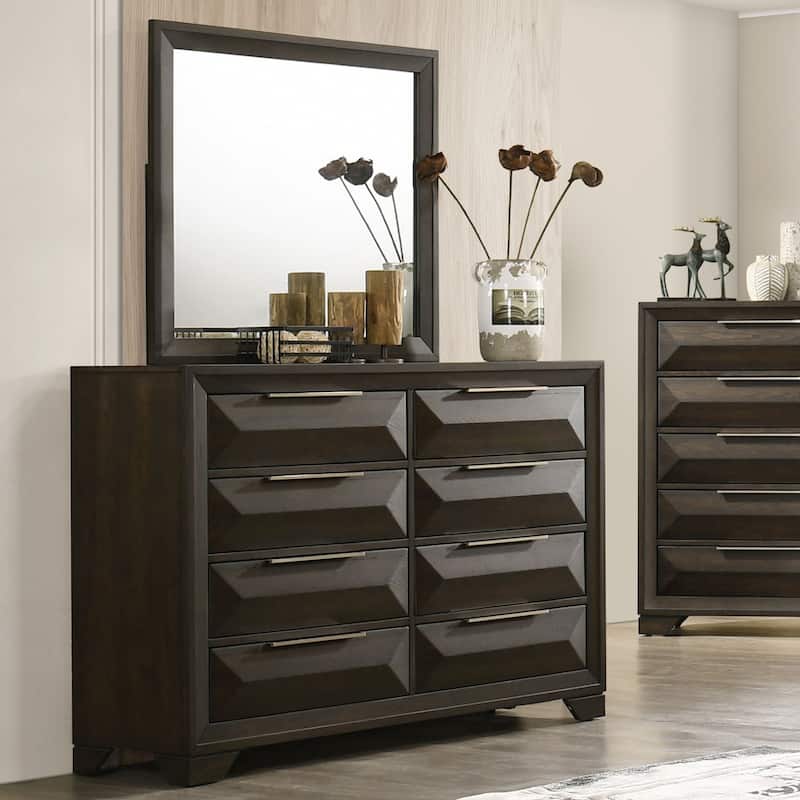 Furniture of America Uppon Espresso Wood 2-Piece 6-Drawer Dresser and Mirror Set - Espresso