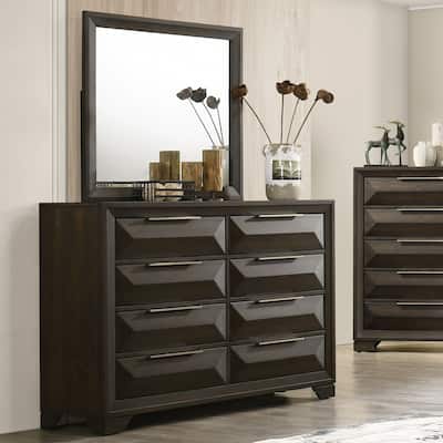Furniture of America Uppon Espresso Wood 2-Piece 6-Drawer Dresser and Mirror Set