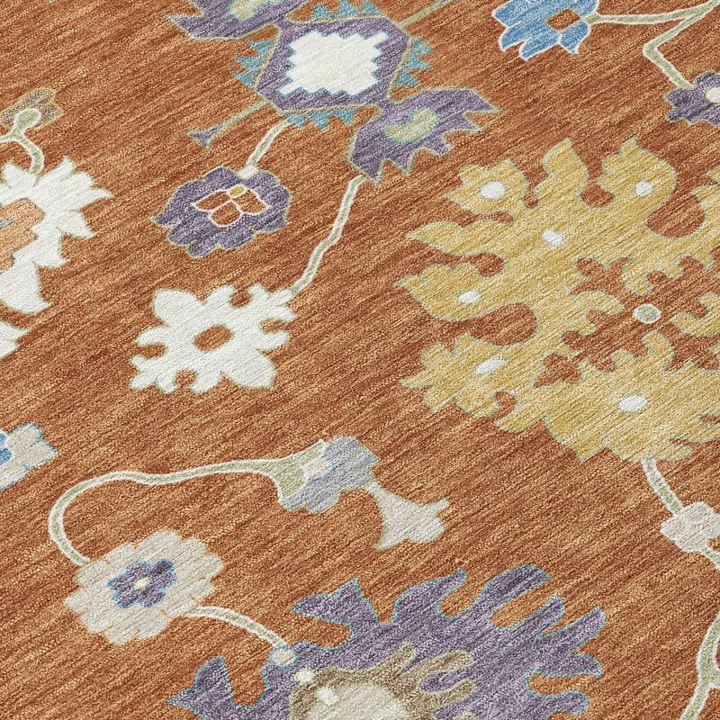 Machine Washable Indoor/ Outdoor Traditonal Delhi Chantille Rug