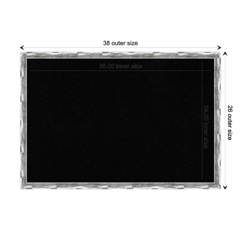 Scratched Wave Chrome Framed Black Corkboard Bulletin Board - Board Size 36x24
