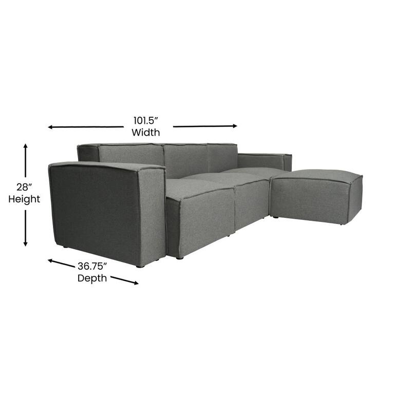 Contemporary 4 Piece Modular Sectional Sofa with Ottoman