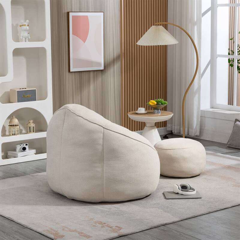 High Pressure Foam Bean Bag Sofa Chair With Ottoman