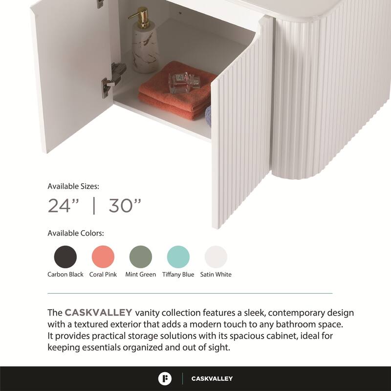 Caskvalley Modern Bathroom Vanity with Straight Fluted Design - Sink Included