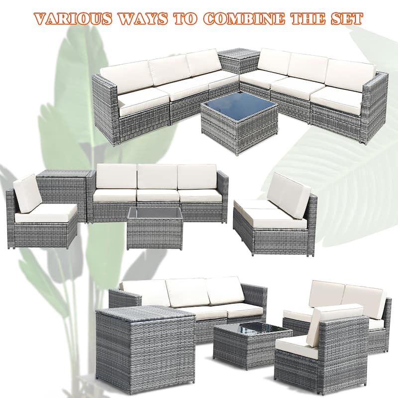 Costway 8 PCS Wicker Sofa Rattan Furniture Set Patio Furniture w/