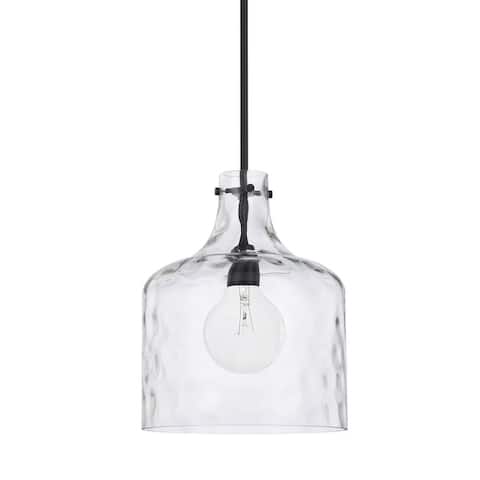 1-Light Clear Water Glass Shade Pendant