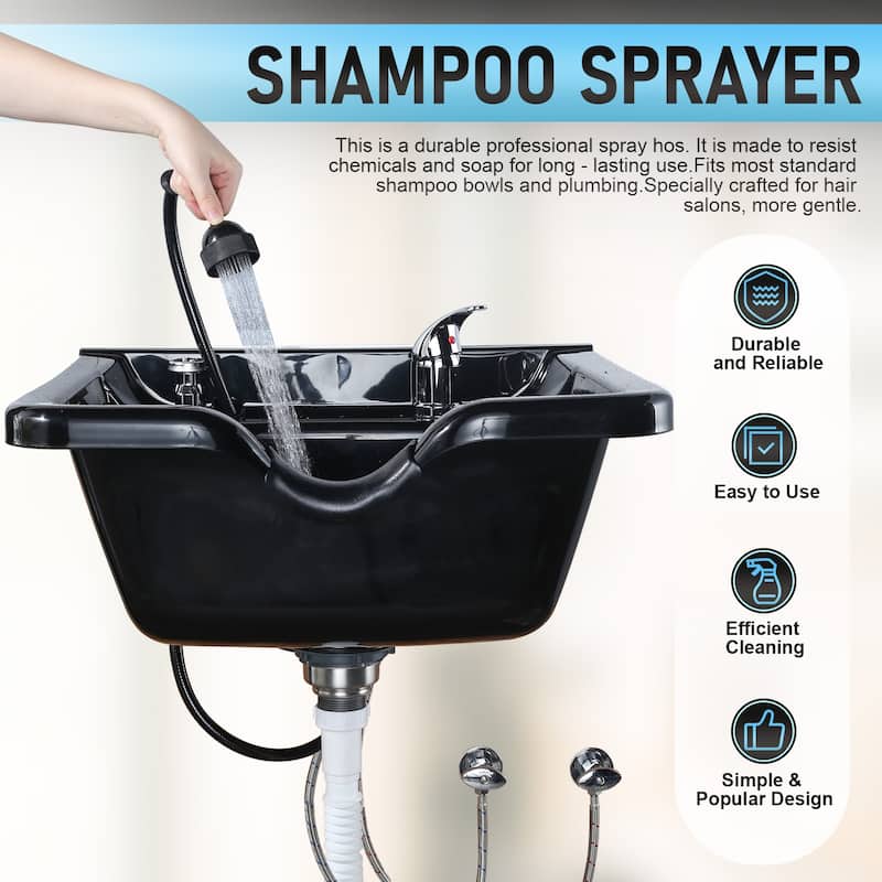 WOWOW Professional Shampoo Bowl for Salon - Matte Black
