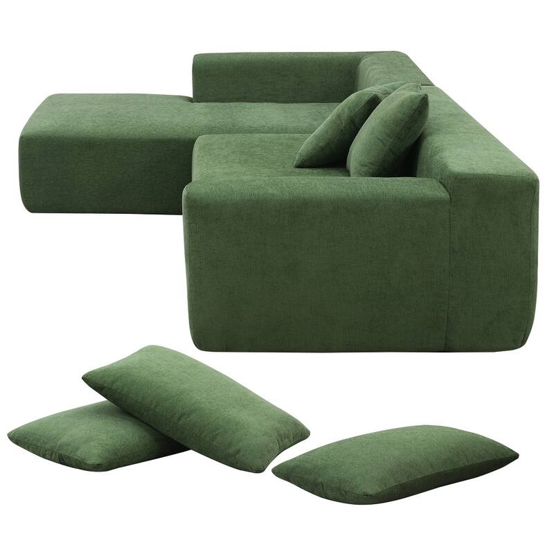109" Modular Sectional L-Shape Upholstered Compressed Sofa Set