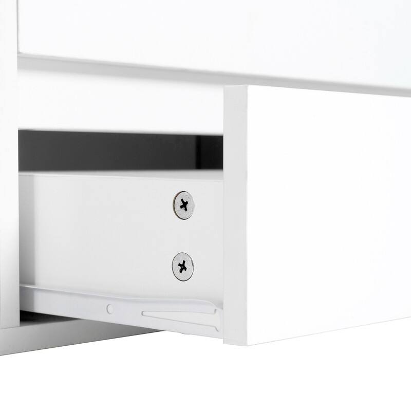 Modern 105" App-Controlled LED TV Stand with Faux Marble Top & Glass Doors