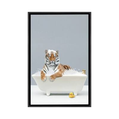 iCanvas "Tiger In A Bathtub" by Tiny Treasure Prints Framed