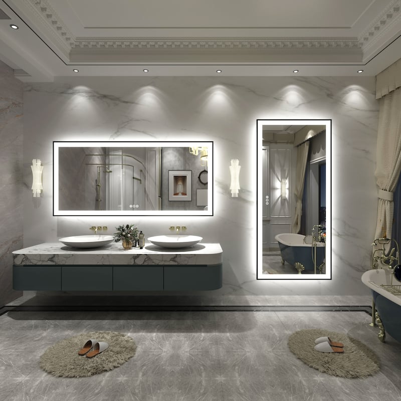 Front & Back LED Anti-Fog Tempered Glass Framed Bathroom/Vanity Mirror 3-Year Warranty