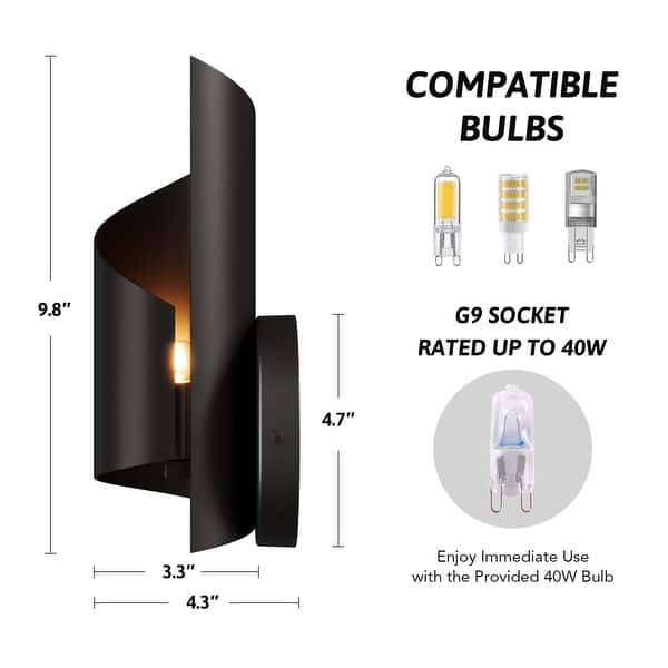 dimension image slide 1 of 3, Iron Modern Wall Sconce with Novelty Shade and Metal Frame