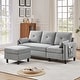 preview thumbnail 22 of 49, 77.36" L Shaped Sectional Sofa with Side Storage Pocket and Reversible Ottoman Light Grey