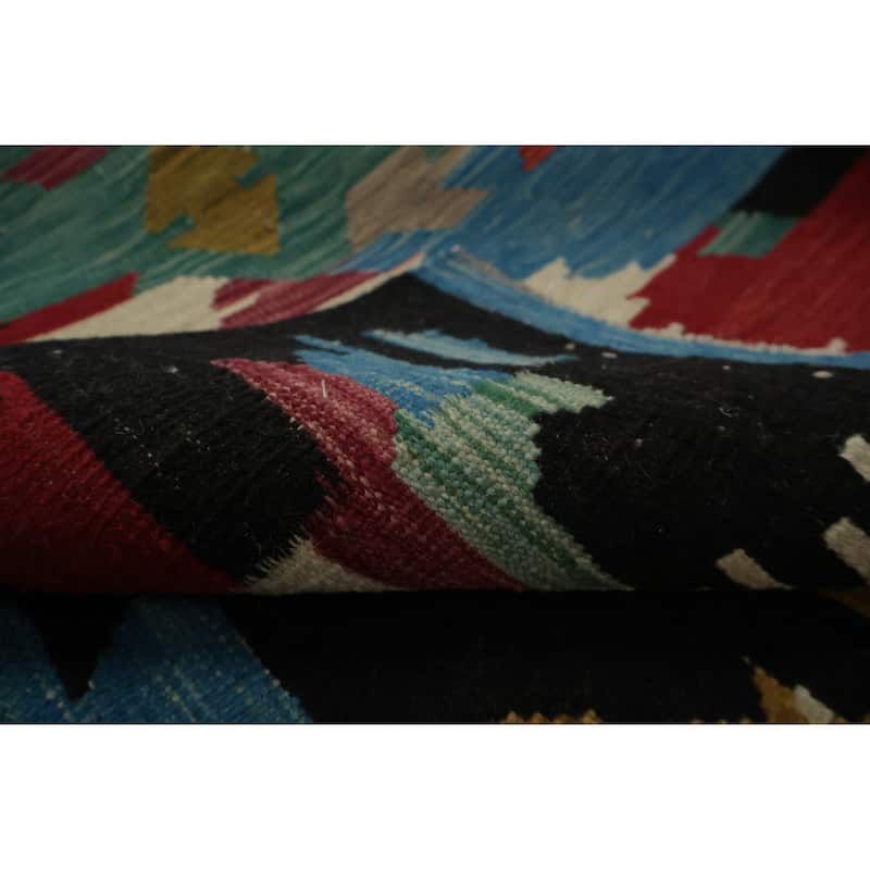 Hand Woven Oriental 100% Wool Carpet Southwestern Tribal Multi-Colored Kilim Area Rug - 8' 0'' X 5' 9''